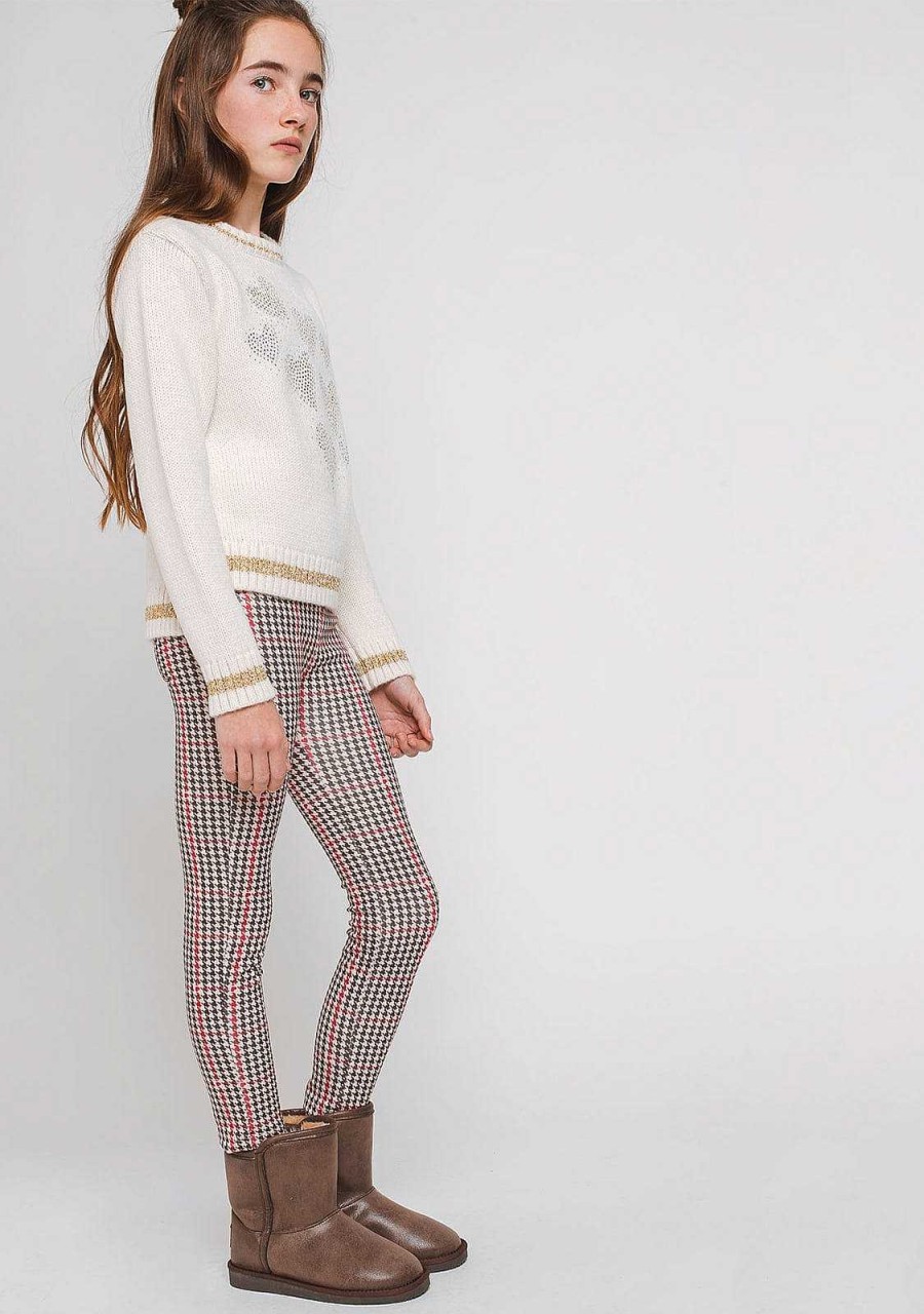 Clearance Leggings De Neoprene Houndstooth Para Menina Calcas E Leggings